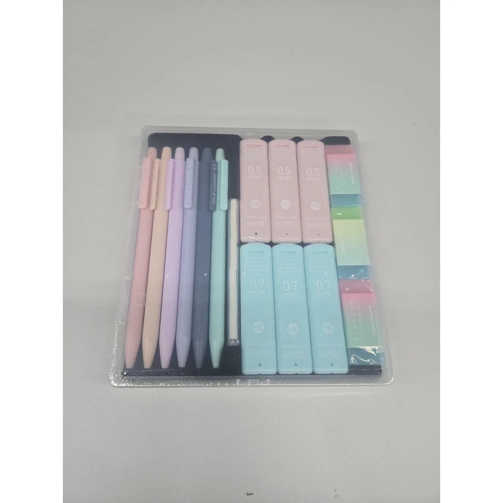 Four Candies Mechanical Pencil Set, 6PCS Pastel Mechanical Pencils .5 & .7